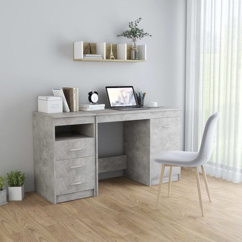 Vidaxl Bureau Gris Béton 140x50x76 Cm Bois D¿Ingénierie