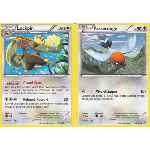 2 Cartes Pokemon Xy Etincelles - Lockpin 85/106 + Passerouge 86/106 - 