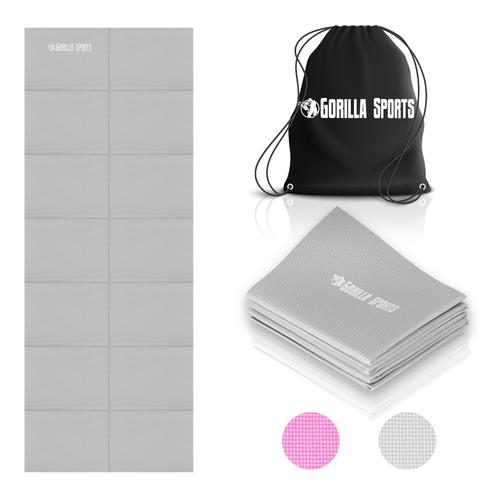 Gorilla Sports - Tapis De Yoga Pliable, Coloris Gris Ou Rose (Avec Sac De Transport) - Couleur : Gris