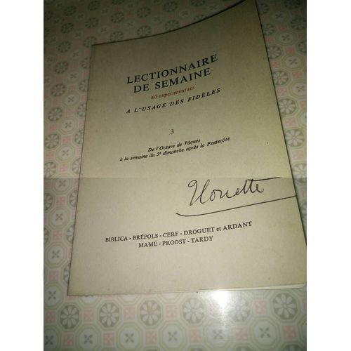 Lectionnaire De Semaine Ad Experimentum. 3, Iii, De L'octave De Pâques À La Semaine Du 5e Dimanche Après La Pentecôte
