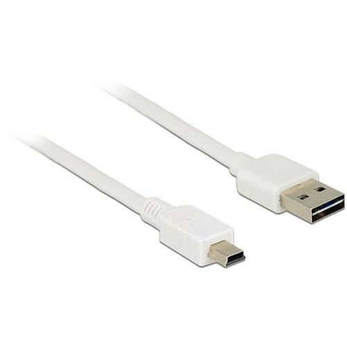 Delock Easy - Câble USB - USB (M) reversible pour mini USB type B (M) - USB 2.0 - 1 m - blanc