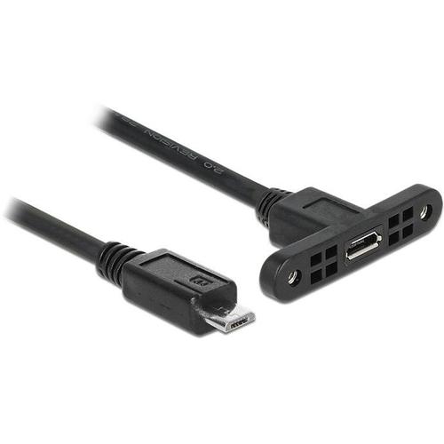 Delock - Rallonge de câble USB - Micro-USB de type B (M) pour Micro-USB de type B (F) rackable sur panneau - USB 2.0 - 1 m - noir