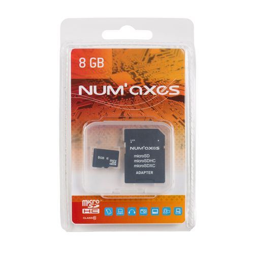 Carte mémoire Micro SDHC 8 Go Classe 10 avec adaptateur