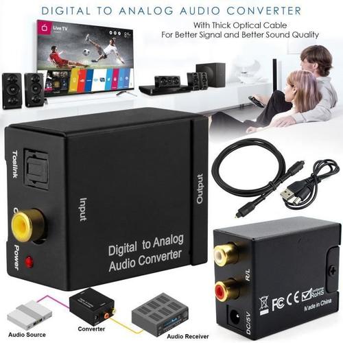 Convertisseur audio fibre optique vers analogique (fibre + câble USB + machine) Coaxial Toslink vers audio RCA L / R 3,5 mm