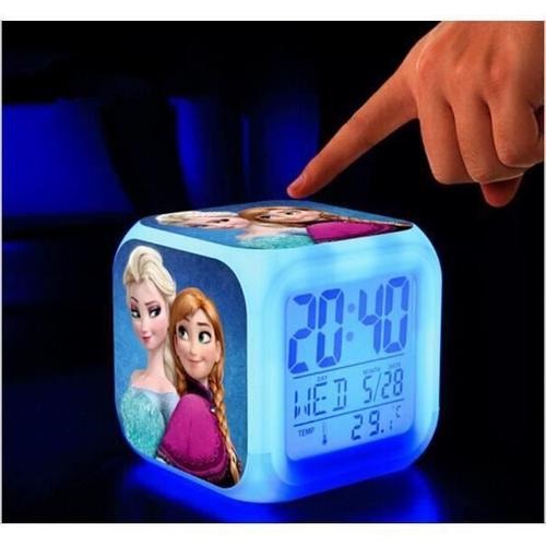 Reveil Horloge Cube led 7couleurs Reine des Neiges