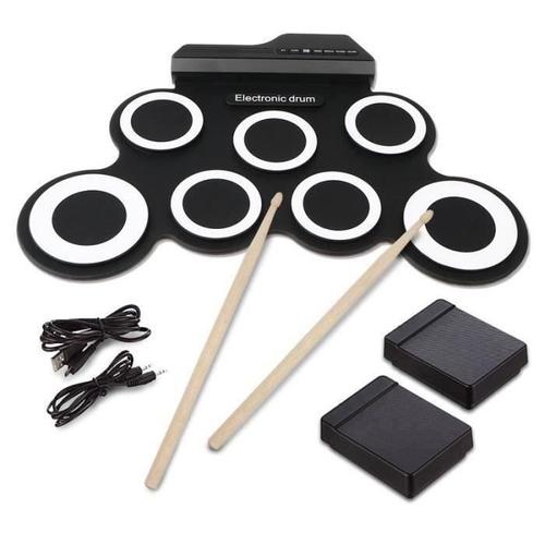 Tambour électronique Roll up,7 Pad Portable Drum Pad kits Pliable Musical  Entertainment Instrument de pratique avec
