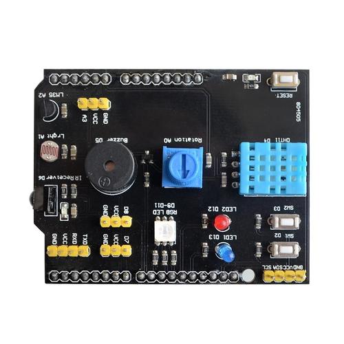 DHT11 LM35 capteur d'humidité de la température adaptateur de carte d'extension multifonction pour Arduino UNO R3 RGB LED récepteur IR Buzzer I2C