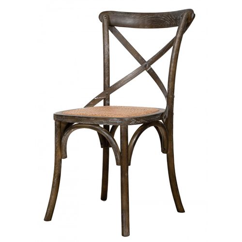 Chaise Thonet En Frêne Massif Et Assise En Rotin Avec Finition Marron Antique
