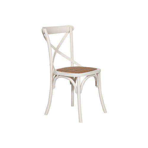 Chaise Thonet En Frêne Massif Et Assise En Rotin Finition Blanc Antique 48x52x88 Cm