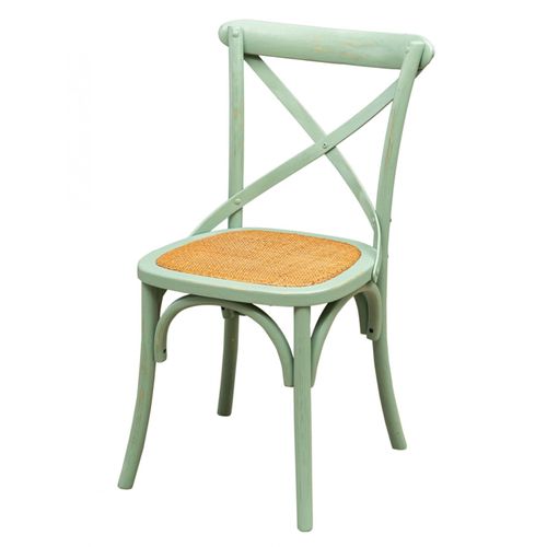 Chaise Thonet En Frêne Massif Et Assise En Rotin Avec Finition Vert Antique L48xpr52xh88 Cm