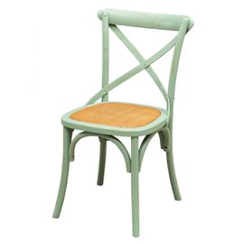 Chaise Thonet En Frêne Massif Et Assise En Rotin Avec Finition Vert Antique L48xpr52xh88 Cm