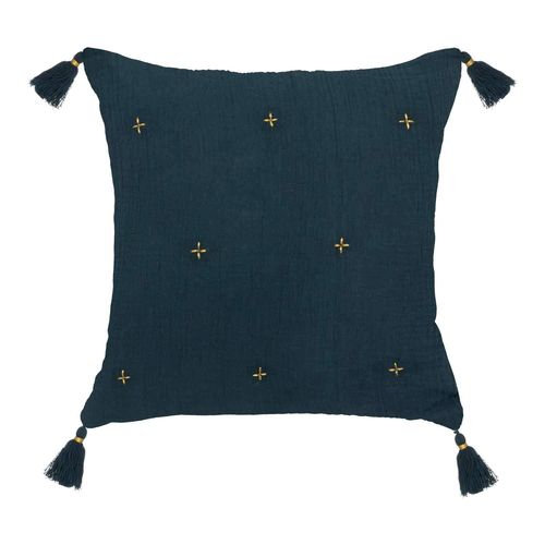 Coussin De Chaise Brodé Rectangulaire Starke - 40 X 40 Cm - Bleu Nuit