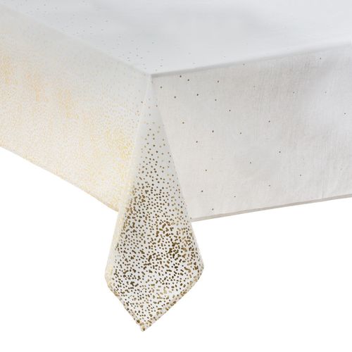 Nappe De Noël Motif Léopard - L. 140 X L. 240 Cm - Blanc Et Doré