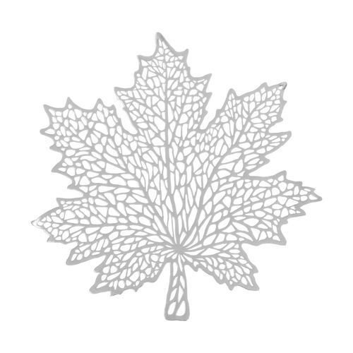 Set De Table De Noël Design Feuille Érable - L. 43 X L. 43 Cm - Argent