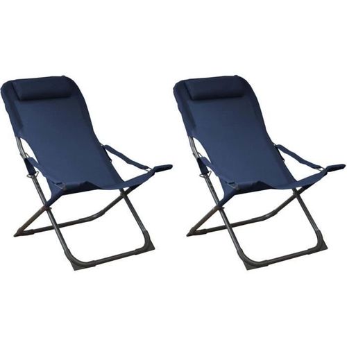 Chaise De Jardin - Proloisirs - Easy - Graphite Et Bleu - Position Réglable - Pliant