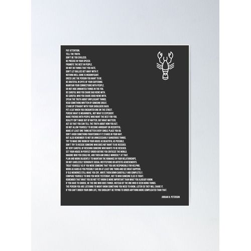 Canevas imprimer Les règles de Jordan B Peterson Impression sur toile installer/ 40x50cm ou 40x40cm