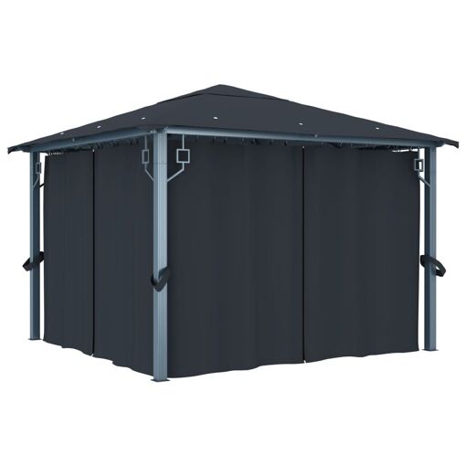 Vidaxl Tonnelle Avec Rideau 300x300 Cm Anthracite Aluminium