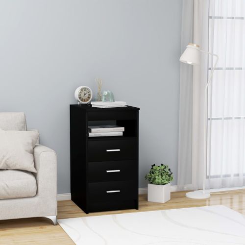 Vidaxl Armoire À Tiroirs Noir 40x50x76 Cm Bois D'ingénierie