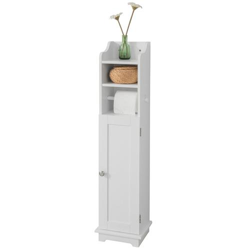 SoBuy® FRG177-W Support Papier Toilette Armoire Toilettes Porte Brosse WC Meuble de Salle de Bain Sur Pied en Bois ¿ Blanc