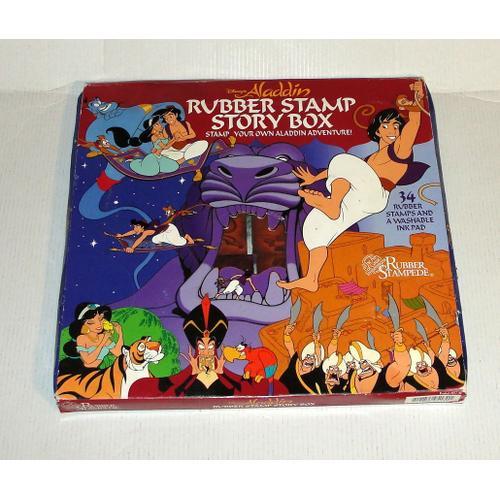 Tampons Encreurs Aladdin Disney 34 Dessins + Boitier Encreur Noir Rubber Stampede