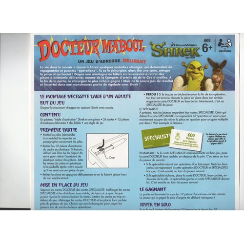 Notice Règle Du Jeux Pour Docteur Maboul Shrek