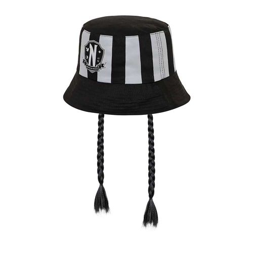 Wednesday Mercredi Braid Bonnet Enfant Bucket, Noir