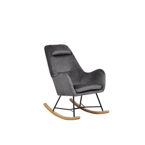 Fauteuil À Bascule Arrie Velours Gris Foncé