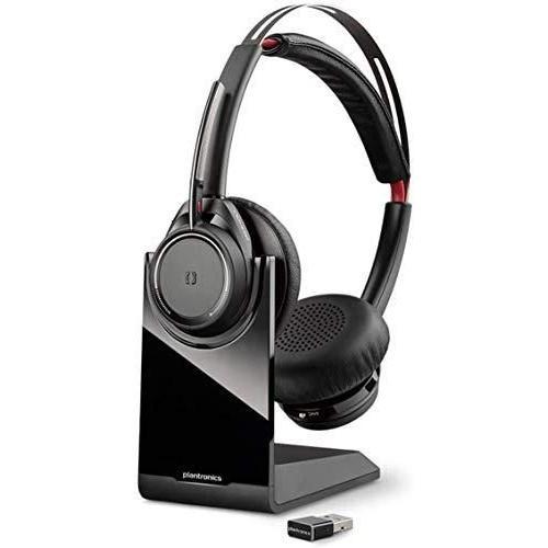 Plantronics Casque bluetooth Voyager Focus UC B825M stéréo Bluetooth avec Station de Charge et dongle USB A BT, capteurs intelligents, Bras de Microphone,