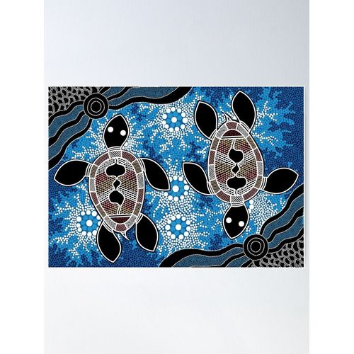 Canevas imprimer Art aborigène authentique - Tortues de mer Impression sur toile DIY installer/ 40x50cm ou 40x40cm