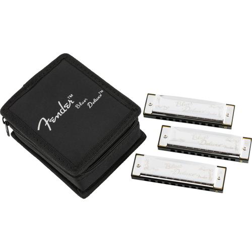 Fender Blues Deluxe Harmonica 3-Pack Avec Étui De Rangement