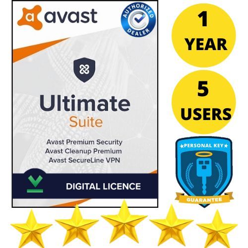 Antivirus Avast Ultimate Suite 2024 (1 An / 5 Pc) Pour Windows/Mac/Android - Version Dématérialisée