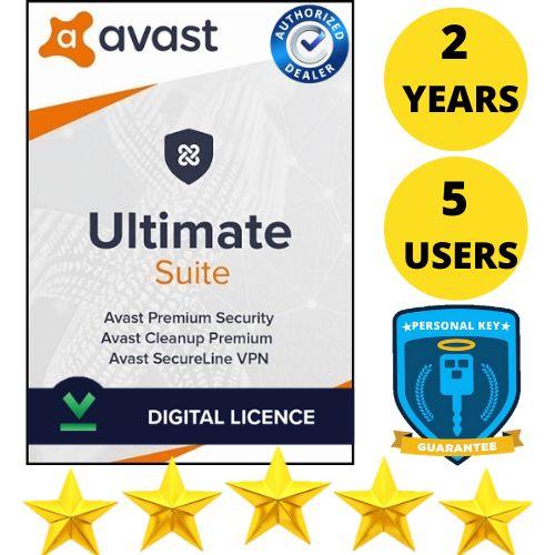 Antivirus Avast Ultimate Suite 2024 (2 Ans / 5 Pc) Pour Windows/Mac/Android - Version Dématérialisée
