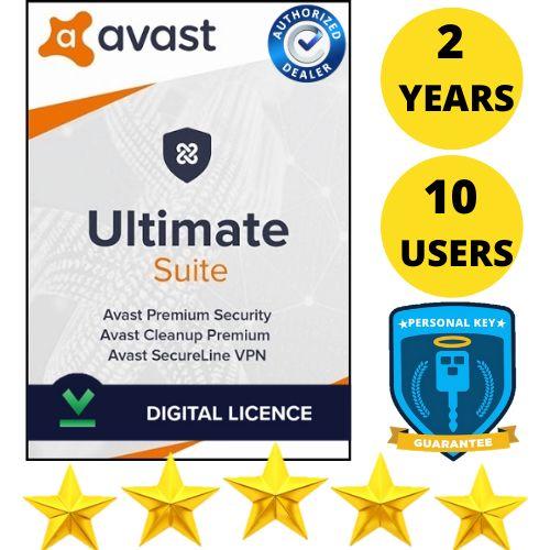 Antivirus Avast Ultimate Suite 2024  (2 Ans / 10 Pc) Pour Windows/Mac/Android - Version Dématérialisée