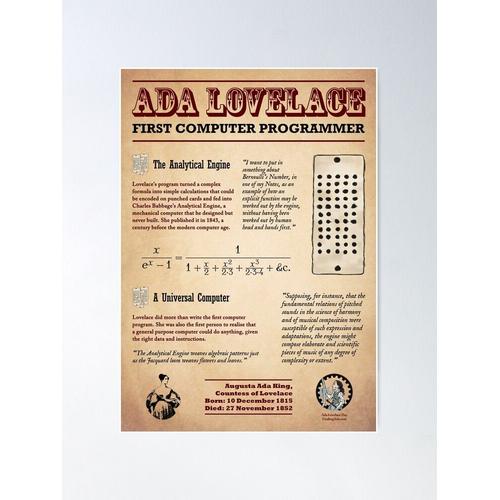 Canevas imprimer Ada Lovelace : première programmeuse informatique Impression sur toile DIY installer/ 40x50cm ou 40x40cm