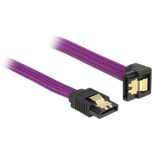 Delock Premium - Câble SATA - Serial ATA 150/300/600 - SATA (M) pour SATA (M) - 20 cm - connecteur à 90°, verrouillé - violet
