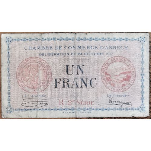 Billet 1 Franc Chambre De Commerce D'annecy - 1917 - Nécessité Série 235