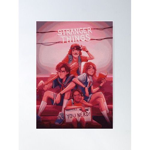 Canevas imprimer Les garçons de Stranger Things - Steve, Dustin, Robin et Erica Impression sur toile DIY installer/ 40x50cm ou 40x40cm