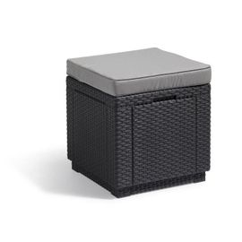 Keter Pouf De Rangement Cube Avec Coussin Graphite