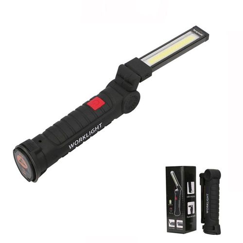 W-52 Lampe De Travail Rechargeable Cob Lampes De Travail Portables 5 Modes Avec Lampe D'inspection De Lampe De Poche Led À Base Magnétique Pour Réparation De Voiture - Noir