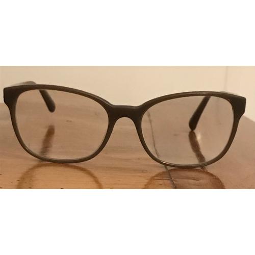 Monture Lunettes De Vue Chanel En Plastique Marron Clair Mat Branches Nervurées Et Initiales Côtés Réf 3313 C1276