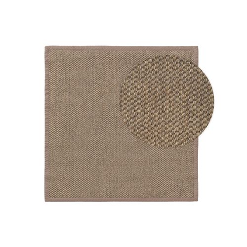 Tapis Poil Ras Sisal Greta Gris 150x150 Cm - Tapis Poil Court Design Moderne Pour Salon