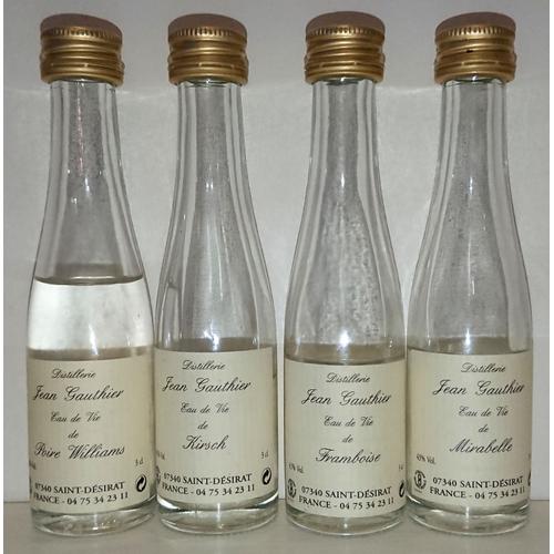 Lot De 4 Mignonettes D'eau De Vie: Poire Williams, Kirsch, Mirabelle, Framboise