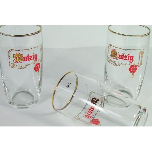 4 Verres À Bière Anciens Mutzig 20 Cl Vintage