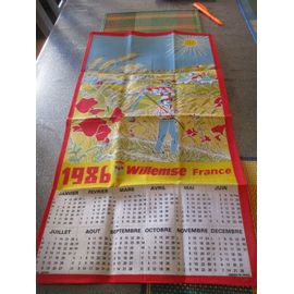 Torchon Calendrier 1986 Coton