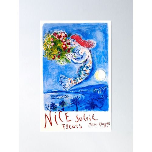 Canevas imprimer 1962 Marc Chagall Nice Soleil Fleurs France Voyage Impression sur toile DIY installer/ 40x50cm ou 40x40cm