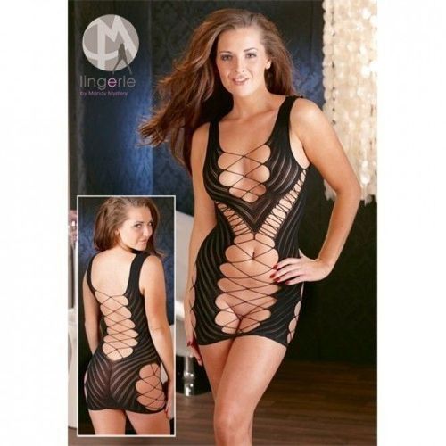 Robe Ajourée Noire Diagonal Mandy Mystery