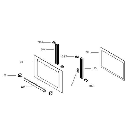 Vitre Intérieure (repère 91) Four cuisinière (CU003455 SCHNEIDER)