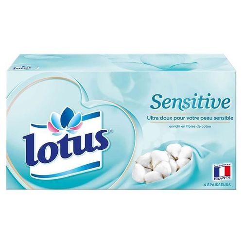 Lot De 7 - Lotus Sensitive - Mouchoirs Boîte 4 Épaisseurs Ultra Doux 80 Mouchoirs