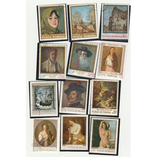 27 Timbres Oblitérés De Roumanie - Tableaux