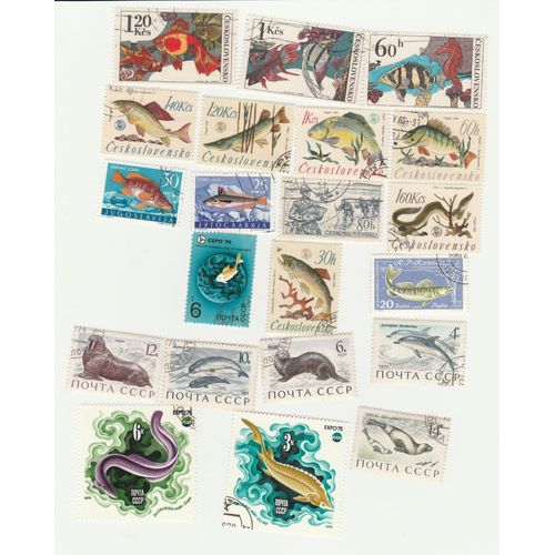 21 Timbres Poissons D'europe - Oblitérés